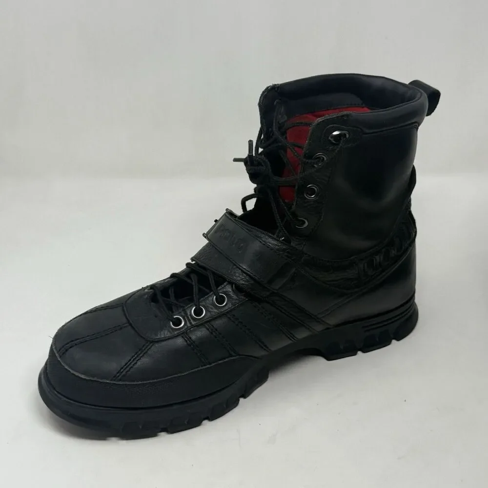 Polo Ralph Lauren Kilworth Duck Boots  Mens 13 Black Leather Zip Buckle Vintage